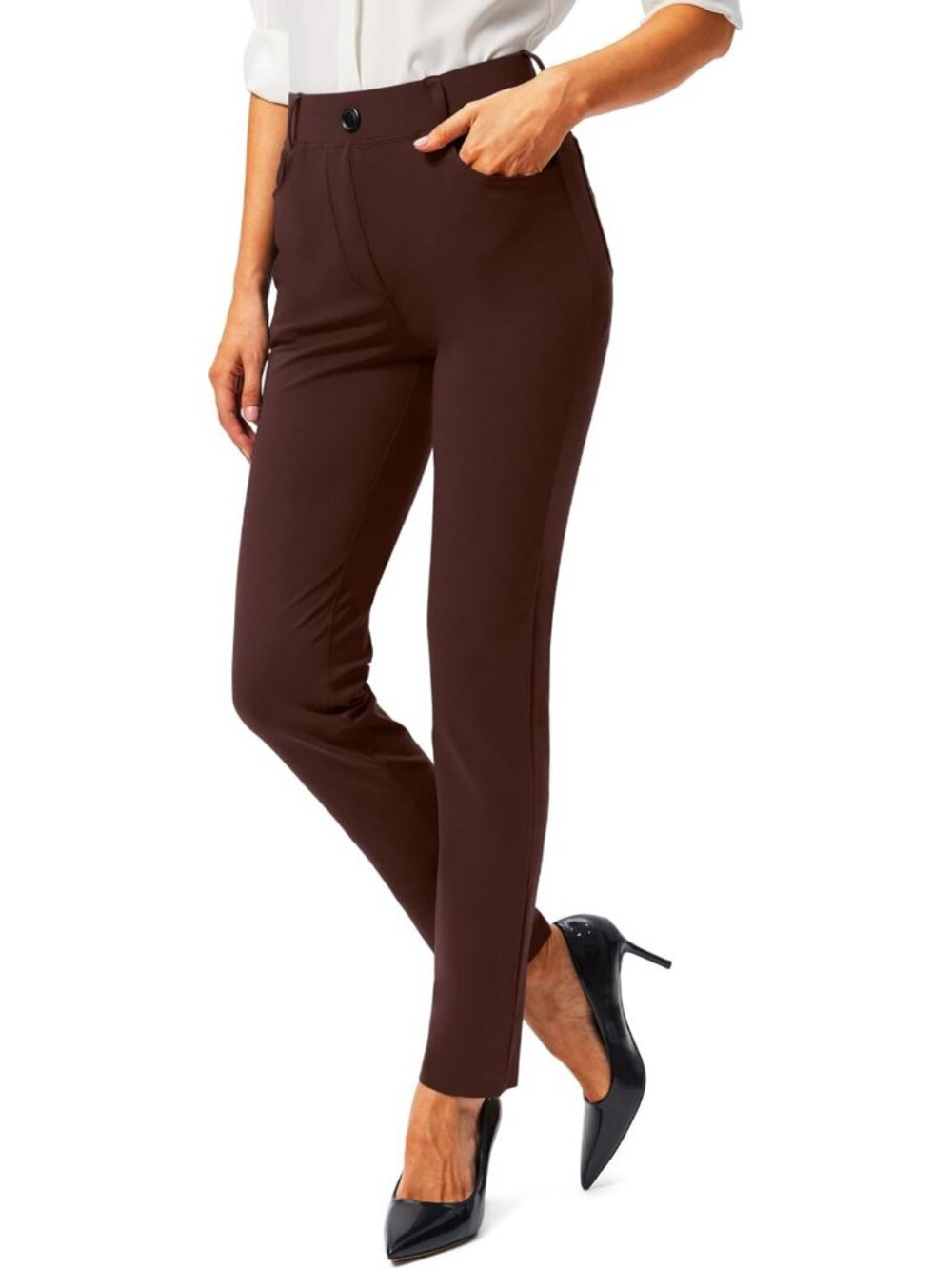 Stylish Women's Stretch Yoga Dress Pants with Pockets | Pull-On Work Leggings